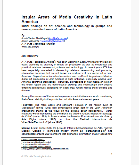 Insular Areas of Media Creativity in Latin America - ATA